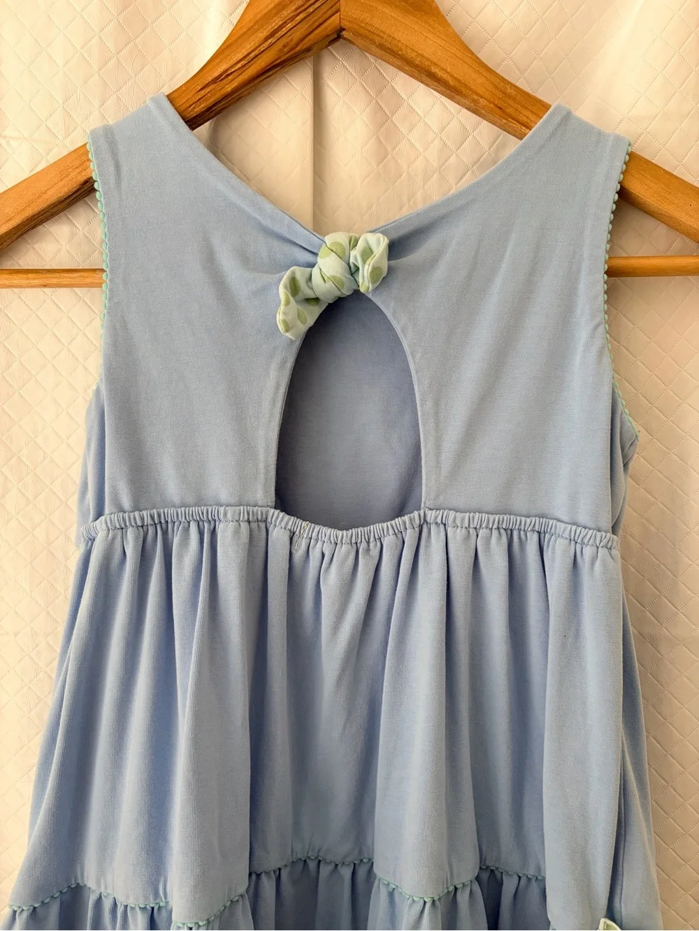 Matilda Jane Light Blue Tiered Dress with Mint Polka-Dot Pockets